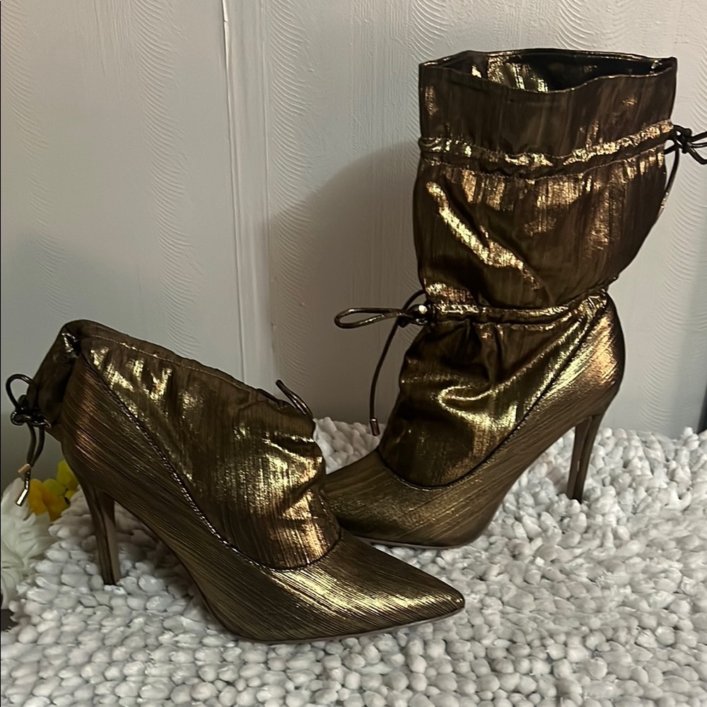Elegant Gold High Heel Boots